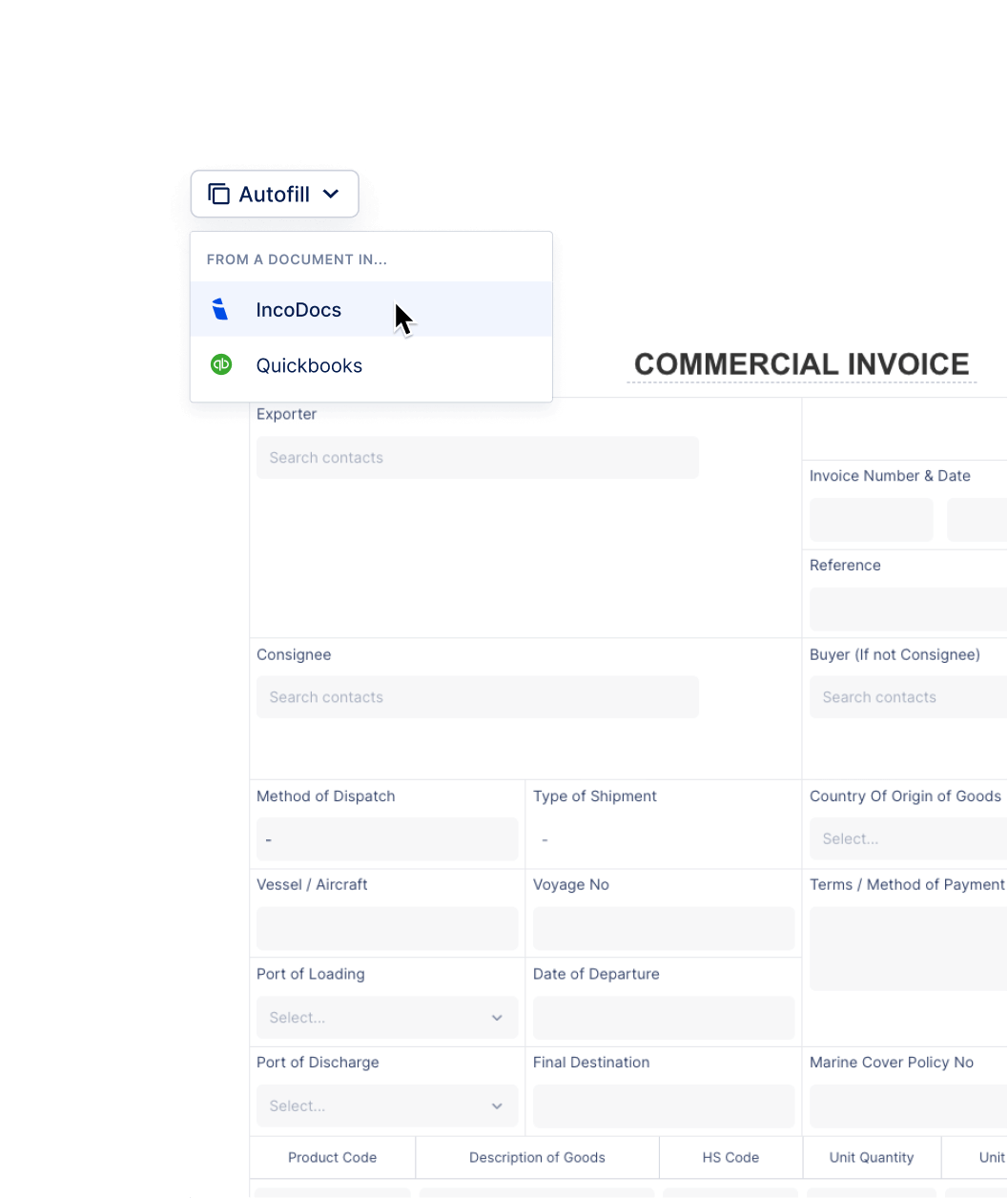 Autofill data from other documents Eliminate data re-entry